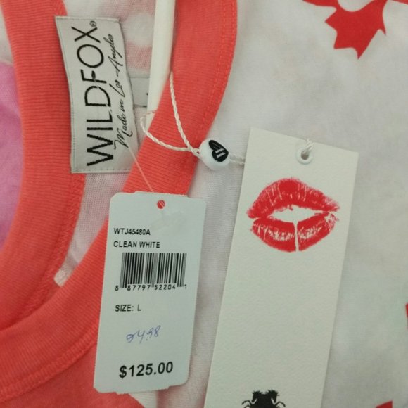 NWT Wildfox Blouse Tee Top Orange White - Picture 4 of 5